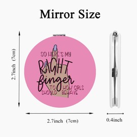 CMNIM Musical Inspired Compact Mirror Gift for Women Musical Lovers Gift So Here's My Right Finger to How Girls Should Behave (25528 Girls Mirror)