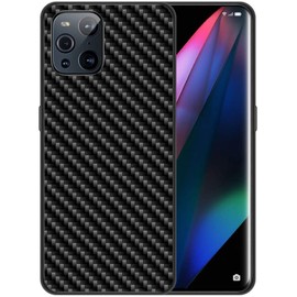 EKAM Case Compatible With Oppo Phones, Carbon Fiber Texture Aluminum Bumper Hard Back with TPU Hybrid Slim Protective Cover (OPPO FIND X3 PRO) Black