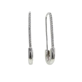 Stainless steel safety pin earrings cubic zirconia available in silver and gold, Copper