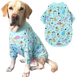 PriPre Dog T-Shirts - Dinosaur Unicorn Pattern, Rainbow, Unisex, Breathable Stretchy Cotton, Pajamas (X-XL)
