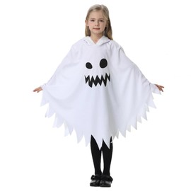 Moerstar Halloween Cosplay Costume, Children's Cloak, Luminous Specifications, Cute, Ghost Poncho, Dress, Devil Ghost Costume, Kids, Boys, Girls, Events, Cosplay Costume (White, 51.2 inches (130 cm)