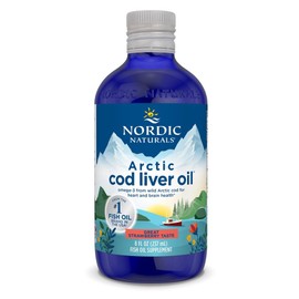 Nordic Naturals Arctic Cod Liver Oil, Strawberry - 8 oz - 1060 mg Total Omega-3s with EPA & DHA - Heart & Brain Health, Healthy Immunity, Overall Wellness - Non-GMO - 48 Servings