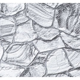 Dundee Deco 3D Wall Panels - White Charcoal Faux Stone PVC Wall Paneling for Interior Wall Decor, Living Room, Kitchen, Bathroom, Bedroom, Sample 9" x 9"