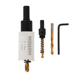 MOLLOM (25mm | 1") HSS M42 with 8% Cobalt BI-Metal Hole Saw with 2 Pilot Drill Bits & Arbor Smooth Cutting for PVC,Drywall,Wood,Plastic,Gypsum Board,Rubber