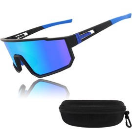 NAMIS Quick Glasses Polarised Cycling Glasses Men Women Sports Glasses UV400 Protection Sports Sunglasses HD Adjustable Road Bike Glasses Running Glasses for MTB Road Bike Ski Mountaineering Blue Rave