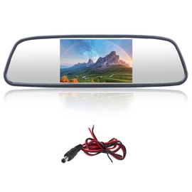 Rear View Mirror Monitor, Akozon 5 Inch Car Rear View Mirror Display Monitor DC12-24V Mirror Dash Cam with Reversing Camera LCD TFT Parking Aid Screen Full HD Car Mirror Dash Cam 2 Input Channels Unive