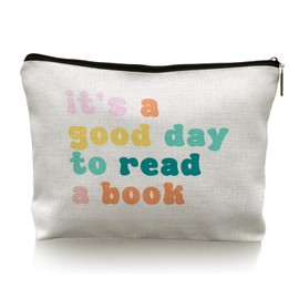 TopXmai Gifts for Book Lovers Women Makeup Bag,Bookish Book Club Gifts Cosmetic Bag,Book Club for Women,Gifts for Librarians-It's a Good Day to Read A Book Makeup Bag,Gifts for Readers