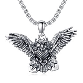 MEIDERBO Owl Necklace for Men Women S925 Sterling Silver Owl Pendant Owl Jewelry for Christmas Birthday