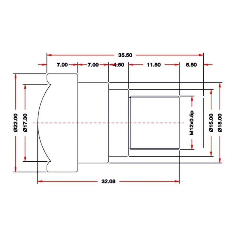 Cyrank Single Board Lens 50MM 5MP HD M12 Interface Aluminum