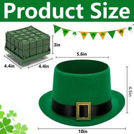 Watayo 2 Pack St. Patrick's Day Hat Flower Pot Set, Irish Green Top Hat Centerpiece with Flower Mud Box, DIY St. Patrick's Day Hat Plant Pots Flower Arrangement Container for Table Home Party Decor