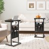 HOOBRO C Shaped End Table with Storage Bag, 28.3" Tall