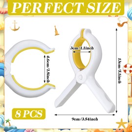 Hushee 8 Pack Marine Boat Rail Towel Clips Storm Proof Large Clips Pontoon Boat Towel Organizer Accessories Multi-Purpose Outdoor Laundry for Beach Pontoon Fishing Cruise Travel (Orange)