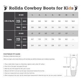 Rollda Kids Cowboy Boots Western Round Toe Cowgirl Boots for Boys Girls Toddler/Little Kid/Big Kid Black Size 3