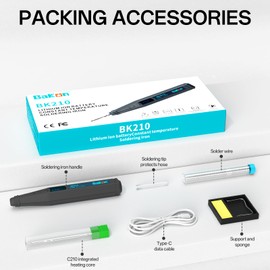 BK210 Cordless Soldering Iron, Portable Soldering Iron Kit, Micro Soldering Kit & Battery Powered Soldering Iron, Usb-Type-C Port, Lcd Digital (BK210-2024)