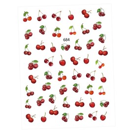 Beavorty 3D Cherry Leaf Nail Art Stickers Pink Decor 12 Sheets Easy Apply Random Style