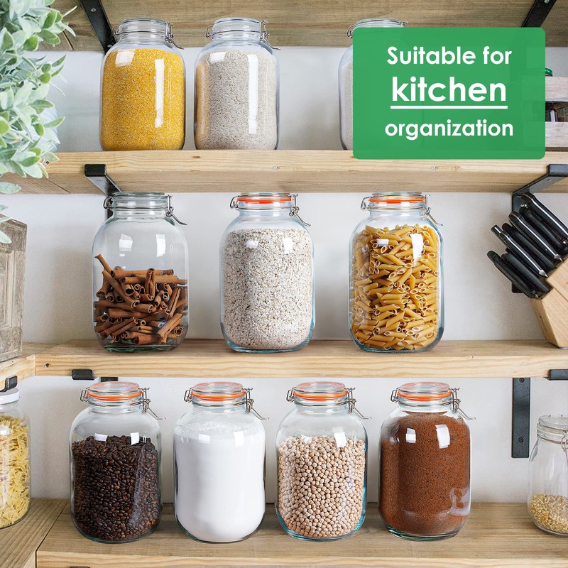 Qianfenie Glass Jars with Airtight Lids, 2 Pack - 1