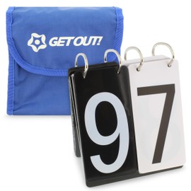 Get Out! Over Net Portable Tennis Game Score Keeper, Numbered Score Board Cards Tracker 0-9 Flip Scorecard Scorekeeper