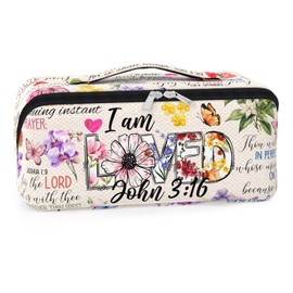 84hoods Large Capacity Waterproof Makeup Bag for Women. God Jesus Christian Faith Religious Gift. Multi-functional Portable Cosmetics Organizer, Storage for Toiletry, Accessories. I am Loved.