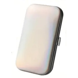 Professional Manicure Set, 8-in-1 Stainless Steel Nail Care Kit with Holographic Travel Case, 6 Colors (White Iridescent)