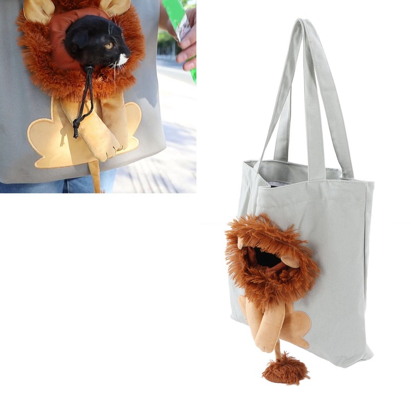 Pet Canvas Bag Cute Lion Shaped Multi Purpose Portable Pet