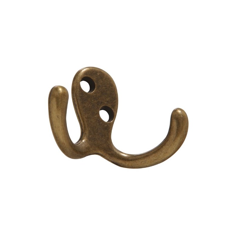 Hardware Essentials 852903 Double Clothes Hooks Antique Brass - 2