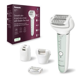 Panasonic ES-EY70-G503 Wet/Dry Epilator, Dual Disc with 60 Tweezers, 90° Swivel Head, 3 Speeds & LED Light, 30 Minutes Operation, Wireless, Hair Remover, Foot Care Head