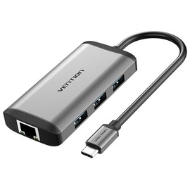 VENTION 0.15M Gray HDMI USB Type C Docking Station