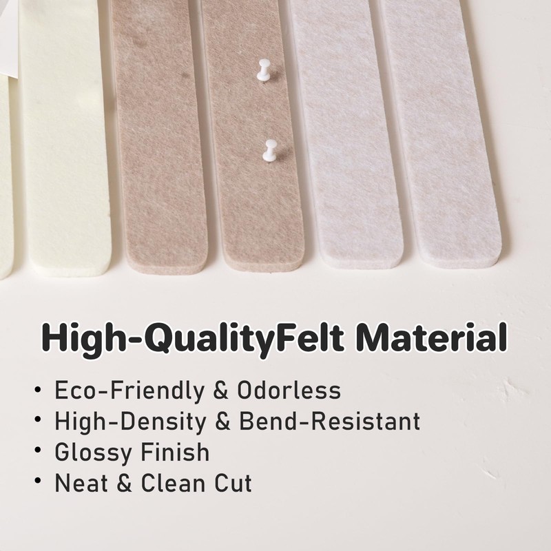Cork Board Alternative Felt Strip Board 8-Pack 13"x2", Bulletin Board