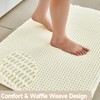 TYUU Cream White Bathroom Rugs, Waffle Bath Mat Non Slip