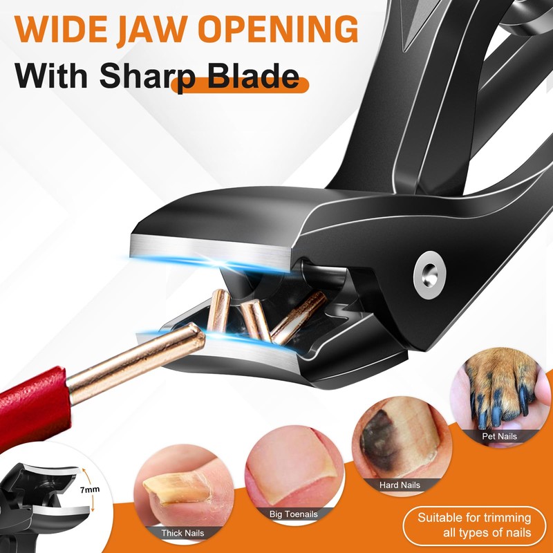 Nail Clippers for Thick Nails Seniors, DRMODE Angled Head Ergonomic