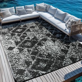 Alfombra impermeable para exteriores de 9 x 12 pies, alfombra reversible con pajita de plástico, fácil de limpiar, alfombra portátil para patio, caravana, terraza, balcón, patio trasero, picnic, playa