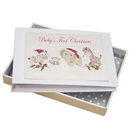 white cotton cards XTM1T Baby's First Christmas Cute and Cheeky Toy Zoo Animals Photo Album