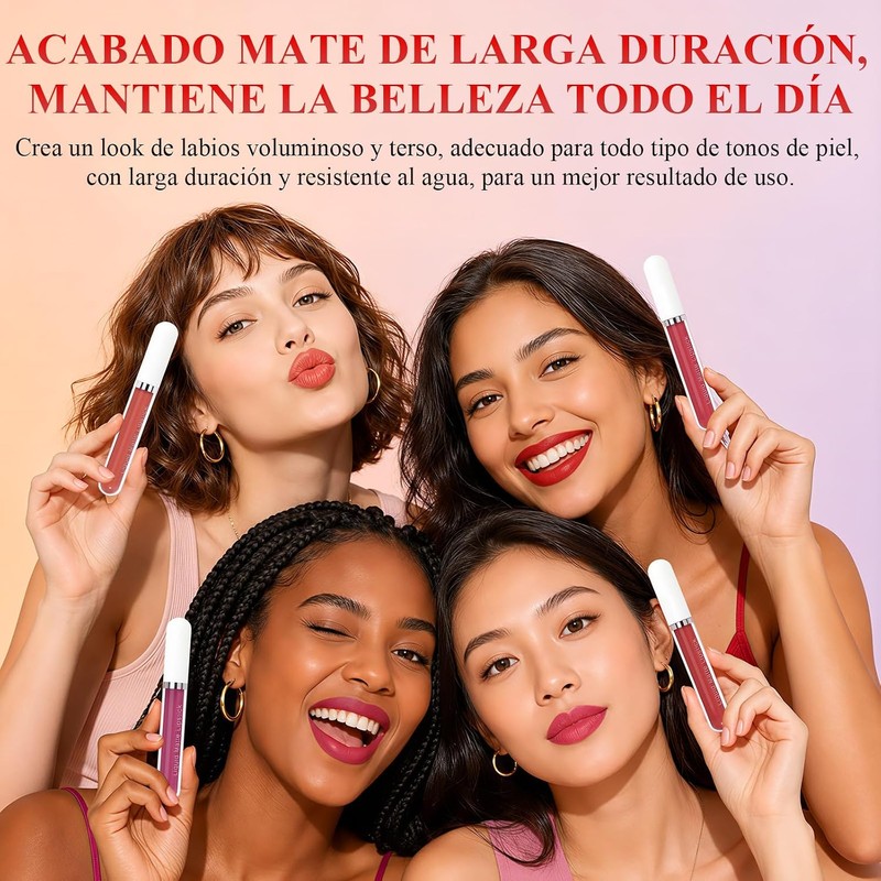 Brillo Labial 10PCS, Labial Mate Indeleble