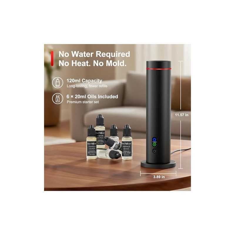 Waterless Diffuser, 1000 Sq.Ft Coverage, Essential Oil Diffuser– Plug-in Only,
