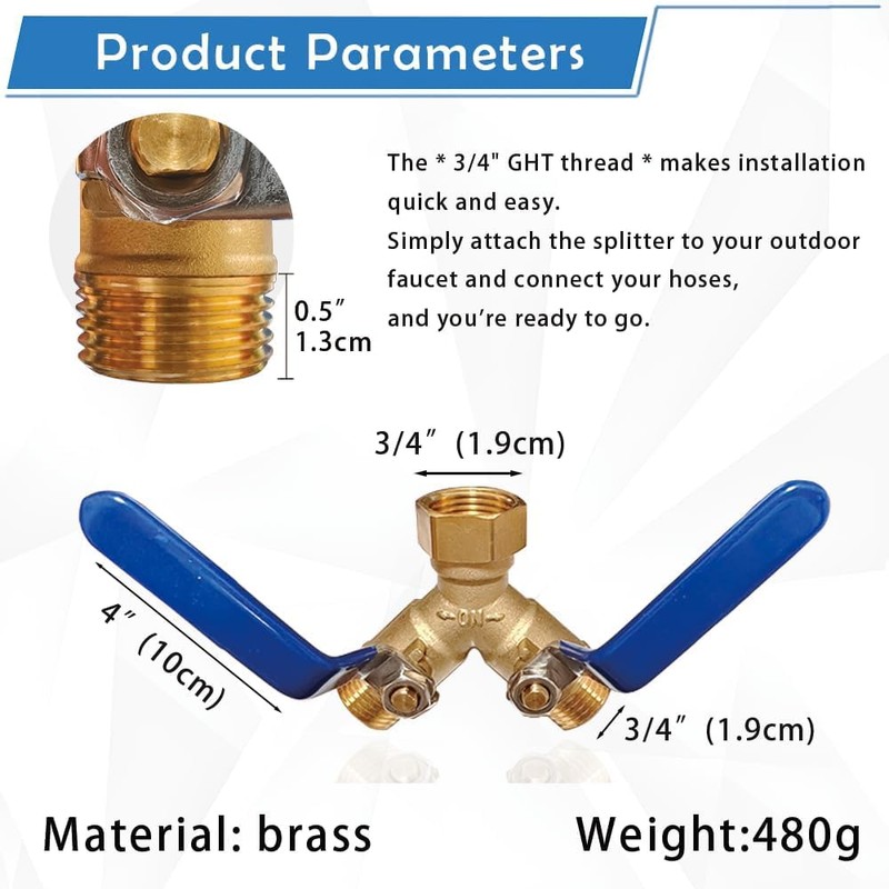 water spigot splitter with 4" Valve Handles, Hose Bib Splitter