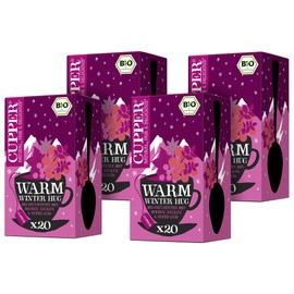 Cupper Organic Fruit Tea Warm Winter Hug 4-Pack 80 Unbleached Tea Bags Eco Friendly Fair Trade