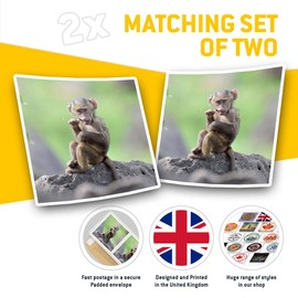 Square Stickers (Set of 2) 10cm - Baby Baboon Animal Monkey Laptop Tablet Luggage Scrapbook #12481
