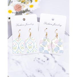 Puocaon Coquete Flower Clay Transfer Paper - 18 Pcs Blue Pink Bow Design Transfer Sheets for Polymer Clay Conquette Floral Earrings Design Jewelry Making