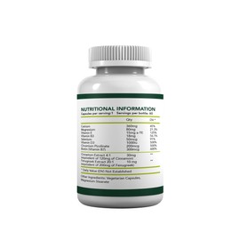 Leanova Vegan Food Supplement, 60 Capsules, with Magnesium, Cinnamon and Fenugreek Extract, 30g