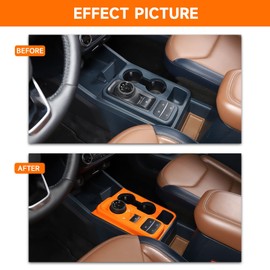 Gear Shift Panel Trim Cover Compatible with Ford Maverick 2022 2023 2024, Cup Holder Central Control Cover Trim Kit Interior Accessories (Orange)