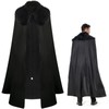 Renaissance Night Black Hooded Cloak Cape with Fur Adult Medieval