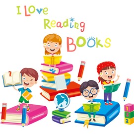 Reading Books Wall Decals,Inspirational Quote Wall Stickers, Educational Peel and Stick Wall Art & Murals for Kids Room Nursery Reading Nook Library Classroom Decor