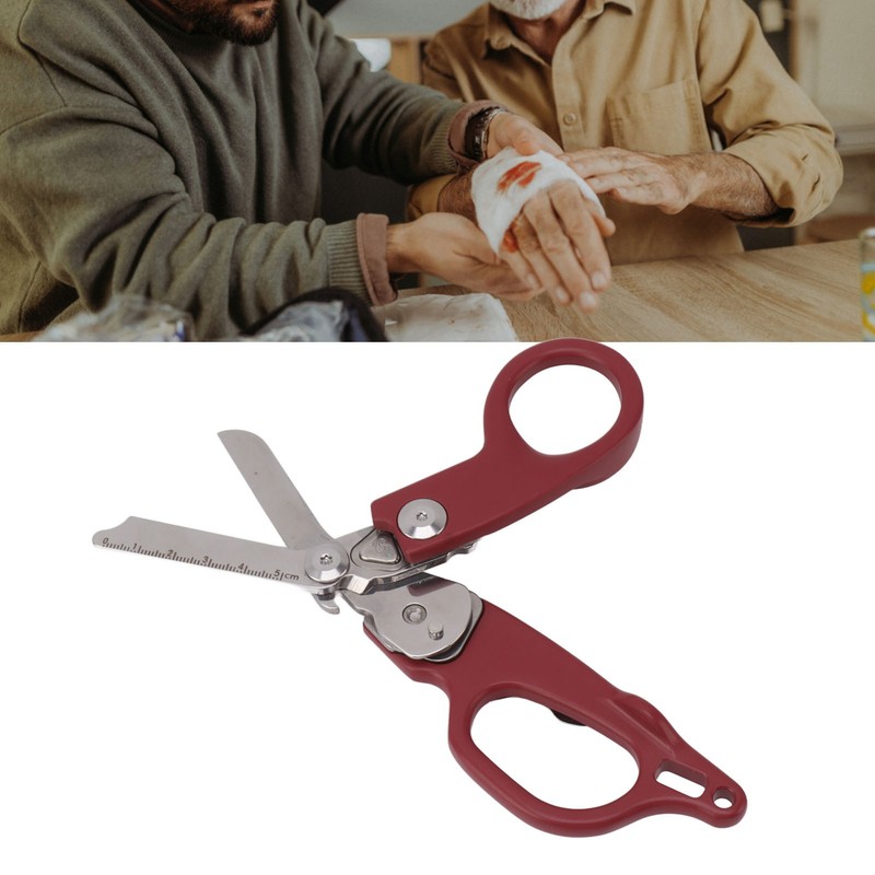 Emergency Response Shears Aluminum Alloy Multifunction Foldable Shears for Indoor