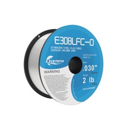 Gasless Flux Cored Welding Wire, Stainless Steel, E308LFC-O, .030-Diameter, 2 Pound Spool, 1 Package
