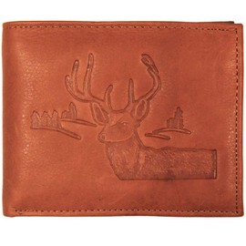 Men's Leather Deer Head Scene Bifold Wallet