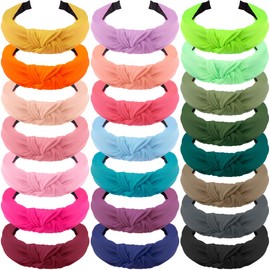 SIQUK 22 Pieces Top Knot Headbands Womens Knotted Headbands Cross Knot Hair Headbands Wide Knot Headband for Women, 22 Colors