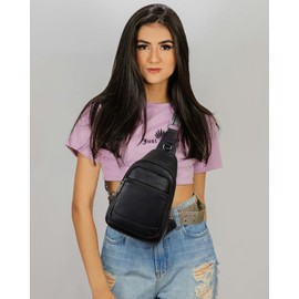 TFKGS 7L Crossbody Bags for Women Men Cross Body Bag for Woman Large Sling Backpack Anti Theft Leather Chest Bag Travel Black