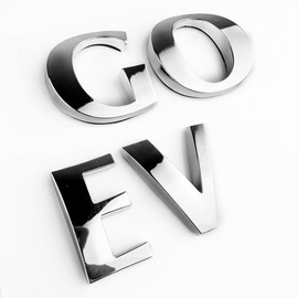 GO EV electric vehicle 3D premium chrome badges emblems with adhesive backing