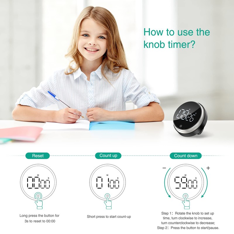 ORIA Home Kitchen Timer, 3 Inch Large LED Digital Timer,