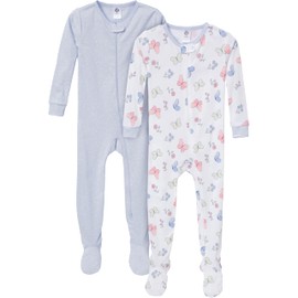 Gerber Baby-Girls 2-Pack Footed Pajamas, Butterflies